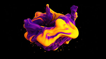 yellow and violet color is mixing together, wallpaper artwork, ai generated imageの素材