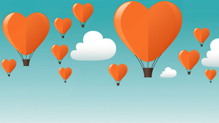 cartoon inspired air ballons made out of hearts, ai generated imageの素材