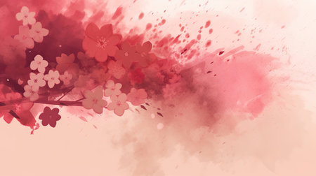 a beautiful romantic flower inspired watercolor poster, ai generated imageの素材