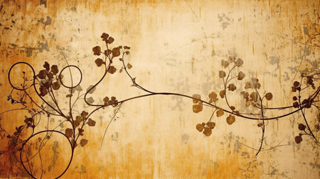 a vintage inspired classic medieval rose tree artwork, ai generated imageの素材