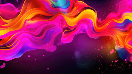 wallpaper design artwork of neon lighting colors, waves style, ai generated imageの素材