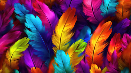 beautiful wallpaper artwork of different colored feathers, ai generated imageの素材