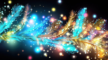 jewelry inspired shiing feathers as a wallpaper, luxury design, ai generated imageの素材