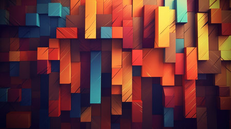 classic videogame inspired block cubes background, wallpaper artwork, ai generated imageの素材