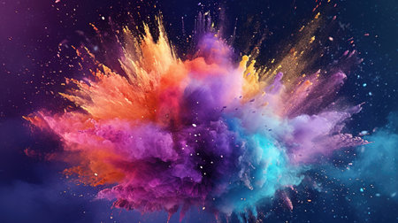exploding powder colors in an indian style, ai generated imageの素材