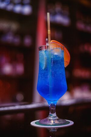 Cocktail "blue lagoon" in the glassの写真素材