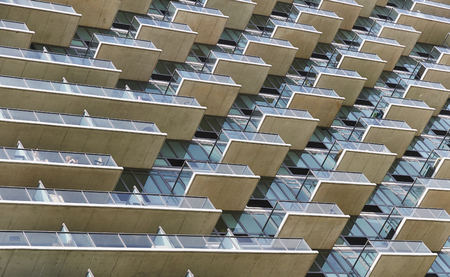 NEW YORK, Long Island City balconies with perspectiveの写真素材