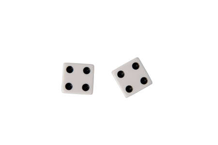 Two dice showing fours isolated on white with path