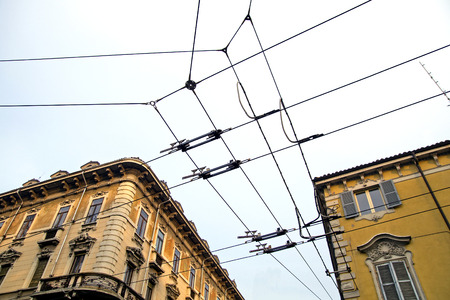 tram wiresの写真素材