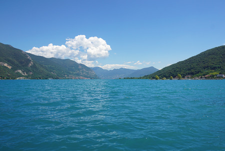 View above big beautiful lakeの写真素材