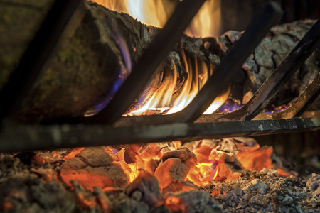 Wood burning fireplace in your homeの写真素材
