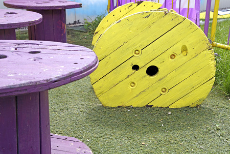 color wooden spoolの写真素材