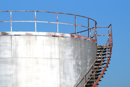 industrial silo with blue sky backgroundの写真素材