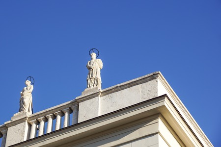 generic statues for decoration on the balcony with the blue sky backgroundの写真素材