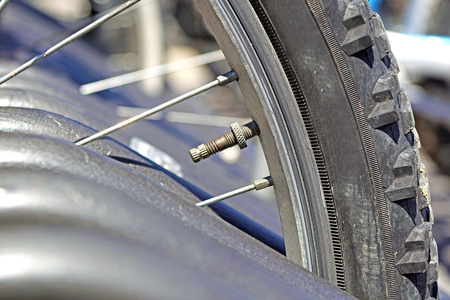 detail of the bicycle wheelの写真素材