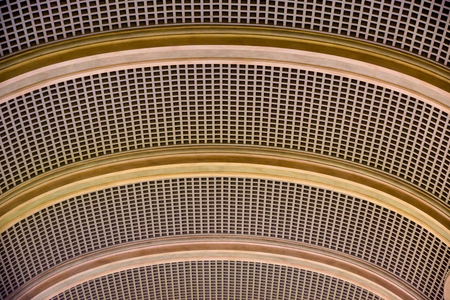 Architectural background. A modern white concrete arched ceiling in perspective. The same semicircular shapes.の写真素材