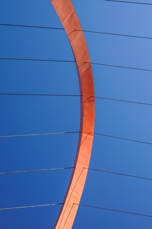 Cables and tower of the suspension bridge .の写真素材