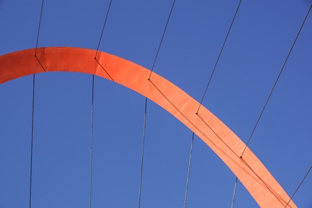 Cables and tower of the suspension bridge .の写真素材