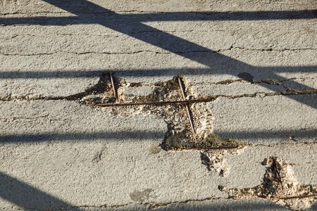 Old and damaged concrete ceiling wall as abstract background.の写真素材