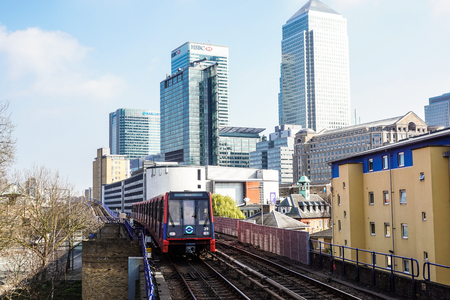 Canary Wharf, London - 24th March: Buildings including HSBC Bank headquarters on 24th March 2017. The Canary Wharf area is the main financial district of Londonのeditorial素材