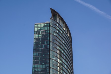 London, United Kingdom - April 06 2017 : Canary Wharf is one of the two major business districts in London. .The neighborhood is dotted with office buildings that form the whole London skylineのeditorial素材