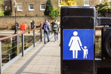 Sign street, family . Children accompanied by an adult .の写真素材