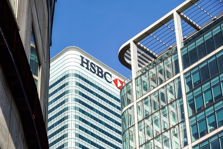 London, Uk - 6th April 2017 : HSBC bank HQ in the city of London. HSBC is one of the UKs largest retail and investment banks.のeditorial素材