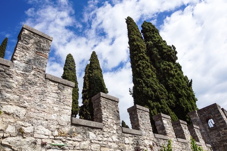Medieval castle in front of a blue skyの写真素材