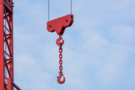 crane tower on sky background at construction site .の写真素材