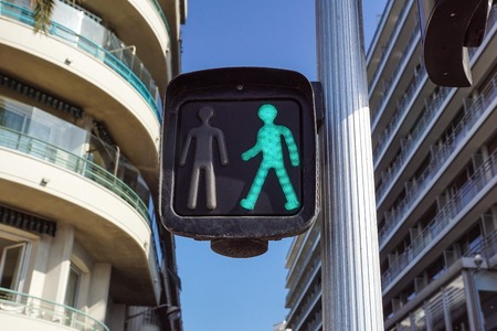 green traffic light, for pedestrians on the streetの写真素材