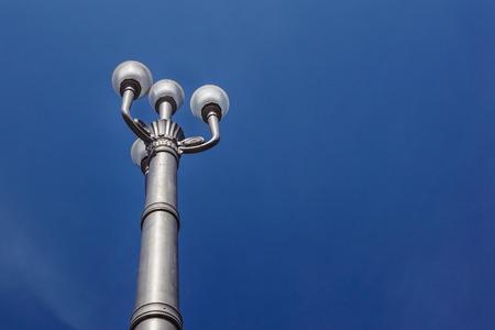 lamp post street with dark blue skyの写真素材