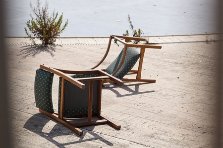 chairs in the abandoned courtyard