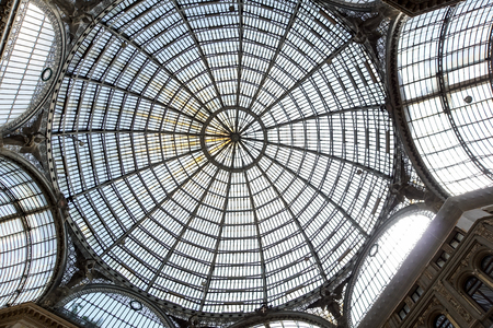 NAPLES, ITALY- AUGUST 19, 2017: Shopping gallery Galleria Umberto in Naples, Italy. Naples historic city center is the largest in Europeのeditorial素材