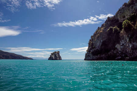 Green island and sea nature landscape in Italyの写真素材