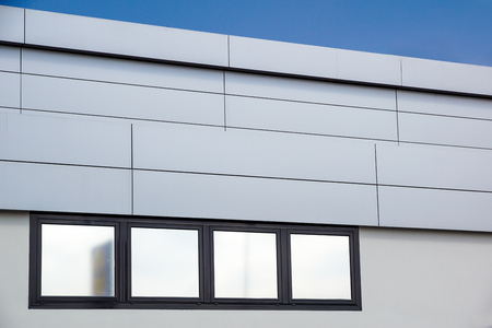 details of aluminum facade and aluminum panels .