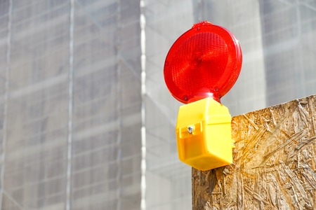 A Caution flashing lamp at hazard zoneの写真素材