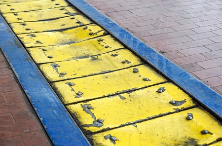 Yellow Metal Plate . industrial anti-fall floor panels