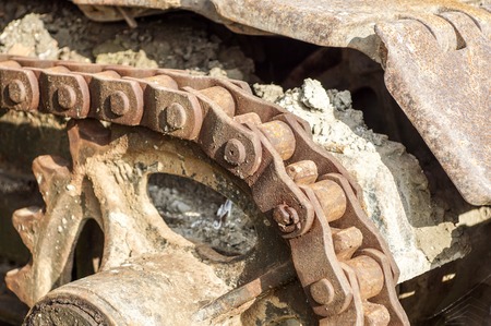 Tank tracks . old Bulldoze tracksの写真素材