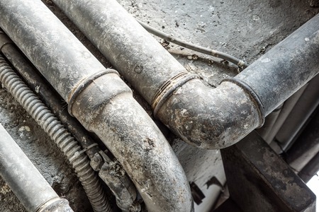 pipe off the water supply, both old rust corrosionの写真素材
