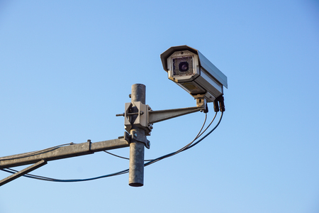 The CCTV on the evening of the sky background.の写真素材