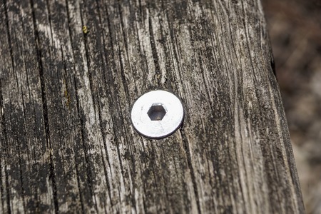 Close up from a rusty square head boltsの写真素材