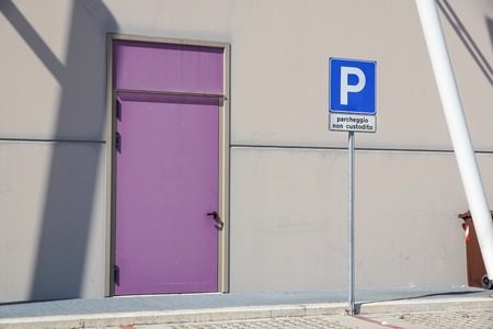 Fire doors in the parking lot. emergency exit door closedの写真素材