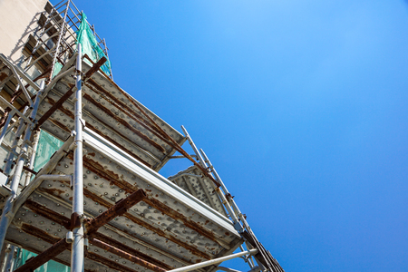 Scaffolding system in construction. scaffolding on a construction siteの写真素材