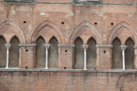gothic style windows in Siena, Italy .detailの写真素材