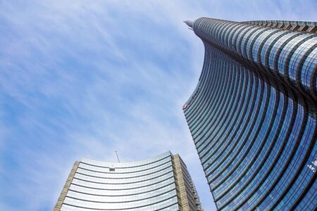 MILAN, ITALY 4 MAY 2019. Unicredit skyscraper tower in Porta Nuova district near Porta Garibaldi.のeditorial素材