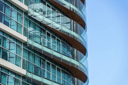 MILAN, ITALY 4 MAY 2019.: Abstract Modern Glass Financial Skyscraper Architecture Detail .のeditorial素材