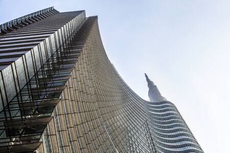 MILAN, ITALY 4 MAY 2019. Unicredit skyscraper tower in Porta Nuova district near Porta Garibaldi.のeditorial素材