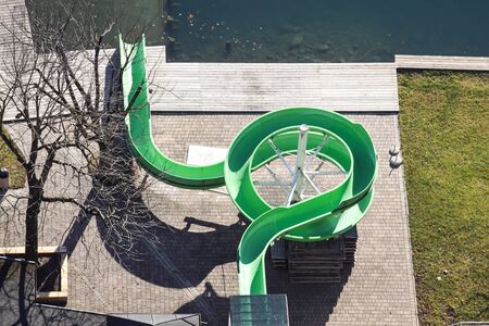 Coasters, waterslides and water rides in the waterbom aquapark.