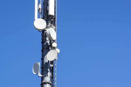 Telecommunication tower of 4G and 5G cellular. Cell Site Base Station. Wireless Communication...
