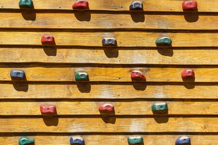 Stone hooks of various shapes. Training for climbers. Wall for climbers. Extreme sportの写真素材